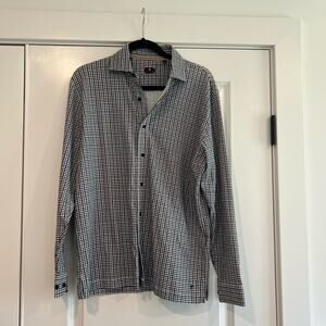 Left Coast Tee Men's Button Down‎ Plaid Shirt 100% Cotton Size Medium